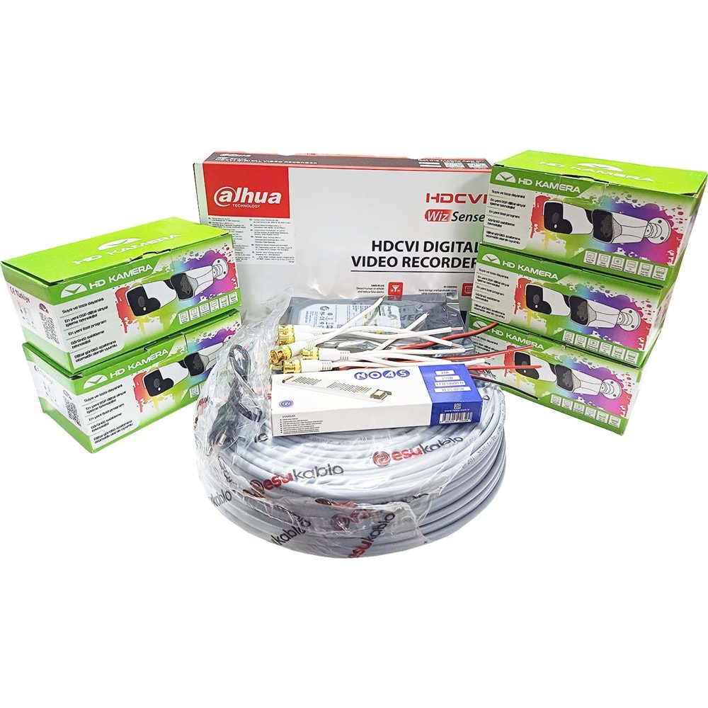 Dahua 5’li Full HD Güvenlik Kamerası Seti Renkli Gece Görüşlü, SMD Plus Destekli