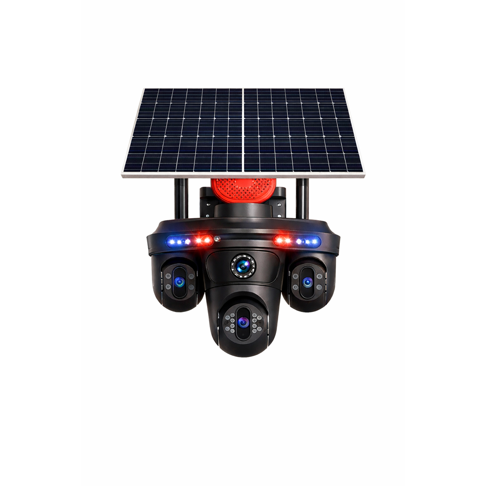 Provzen FX-6015 4 Kameralı (3 PTZ + 1 Sabit) 20MP 4G SIM Kartlı Güneş Enerjili Akıllı Güvenlik Kamerası | Full Color Gece Görüş + AOV Kayıt