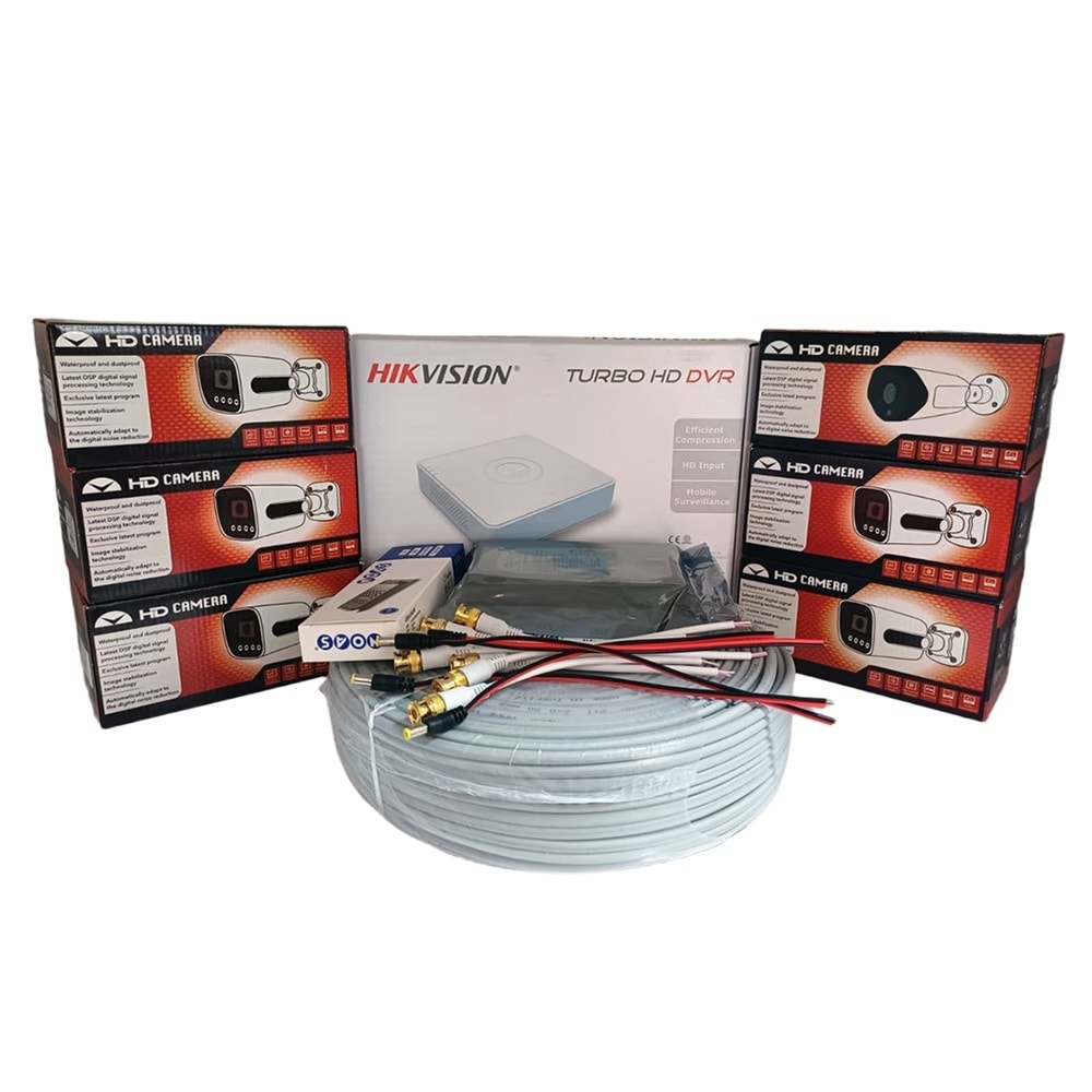 Hikvision 6’lı Full HD Güvenlik Kamerası Seti Renkli Gece Görüşlü, Olay Anında Bildirim
