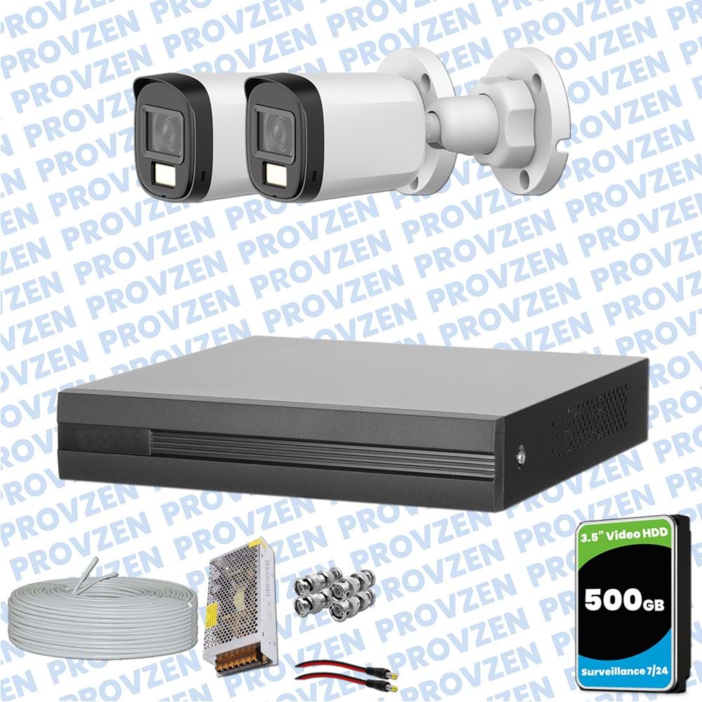 Provzen Dahua 2 Kameralı Full HD Fullcolor Mikrofonlu Güvenlik Kamerası