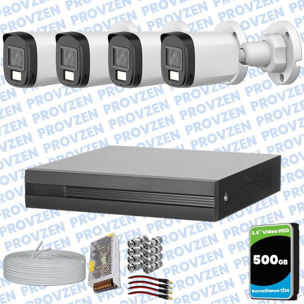 Provzen Dahua 4 Kameralı Full HD Fullcolor Mikrofonlu Güvenlik Kamerası