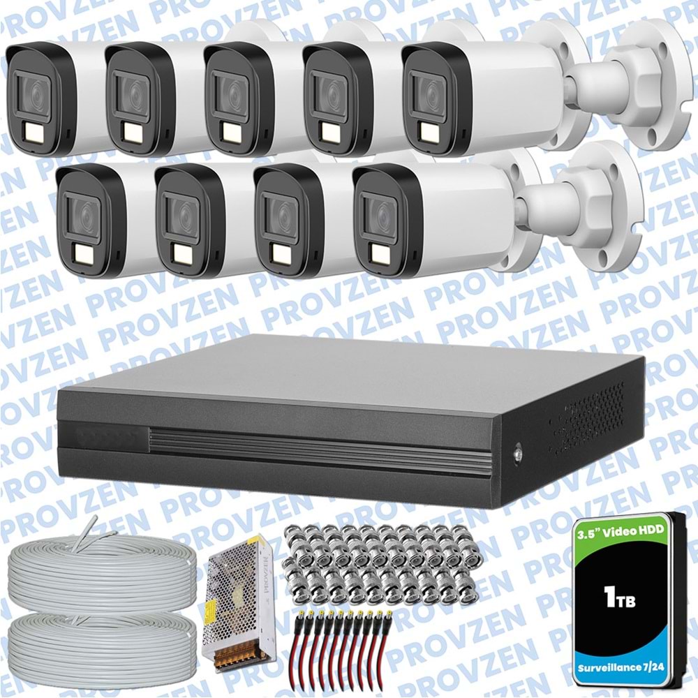 Provzen Dahua 11 Kameralı Full HD Fullcolor Mikrofonlu Güvenlik Kamerası