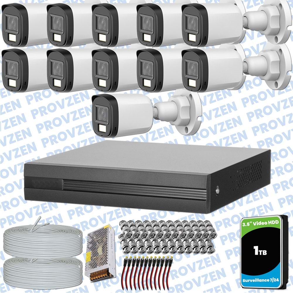 Provzen Dahua 13 Kameralı Full HD Fullcolor Mikrofonlu Güvenlik Kamerası
