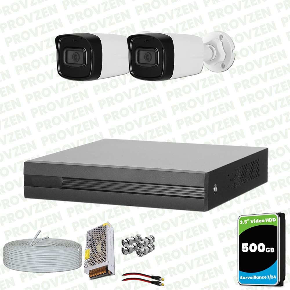 Provzen Dahua 2 Kameralı Full HD 40 Metre Gece Görüşlü Güvenlik Kamerası