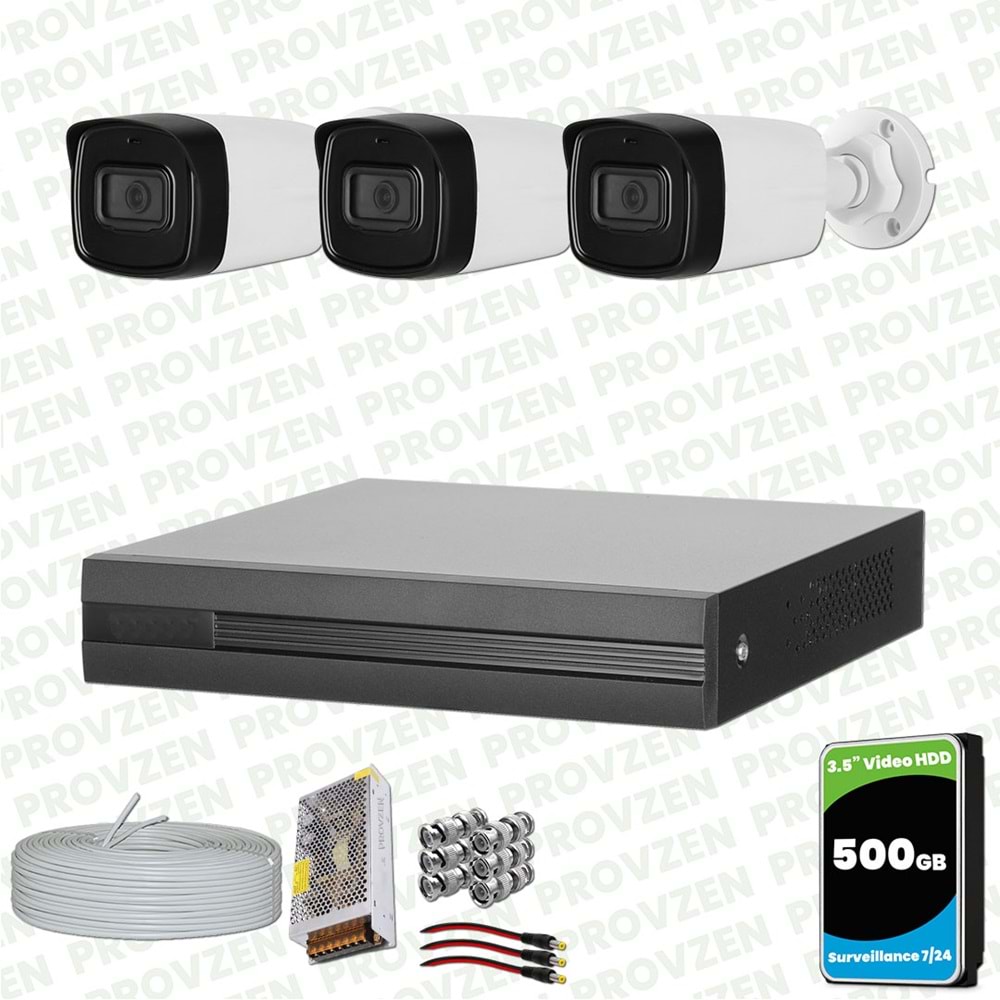 Provzen Dahua 3 Kameralı Full HD 40 Metre Gece Görüşlü Güvenlik Kamerası