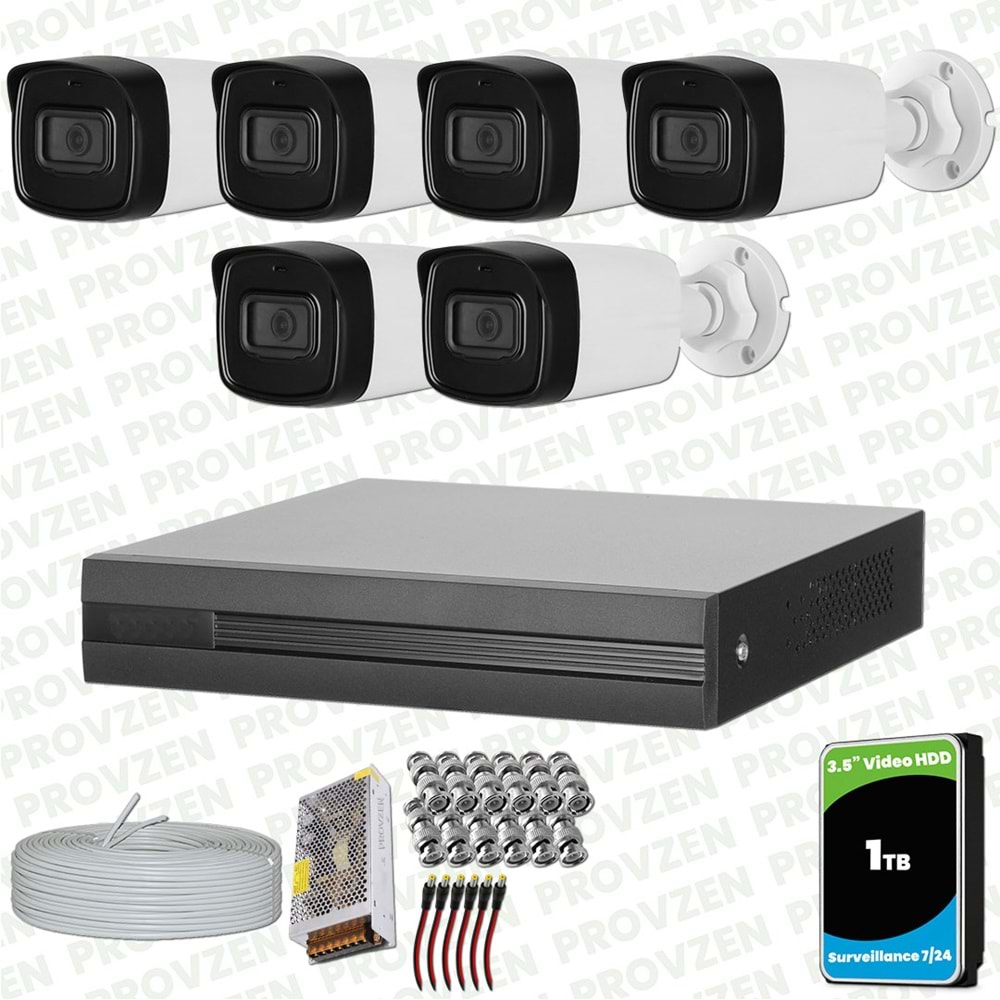 Provzen Dahua 6 Kameralı Full HD 40 Metre Gece Görüşlü Güvenlik Kamerası