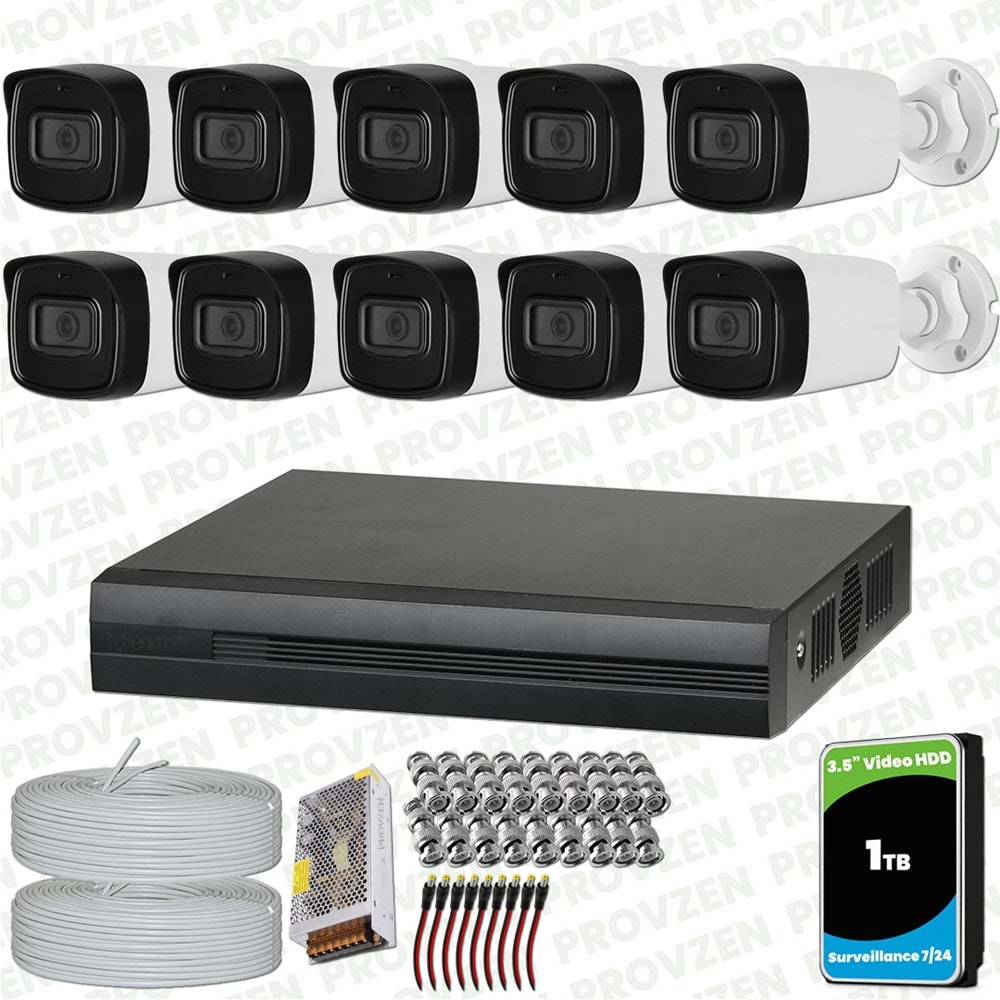 Provzen Dahua 10 Kameralı Full HD 40 Metre Gece Görüşlü Güvenlik Kamerası