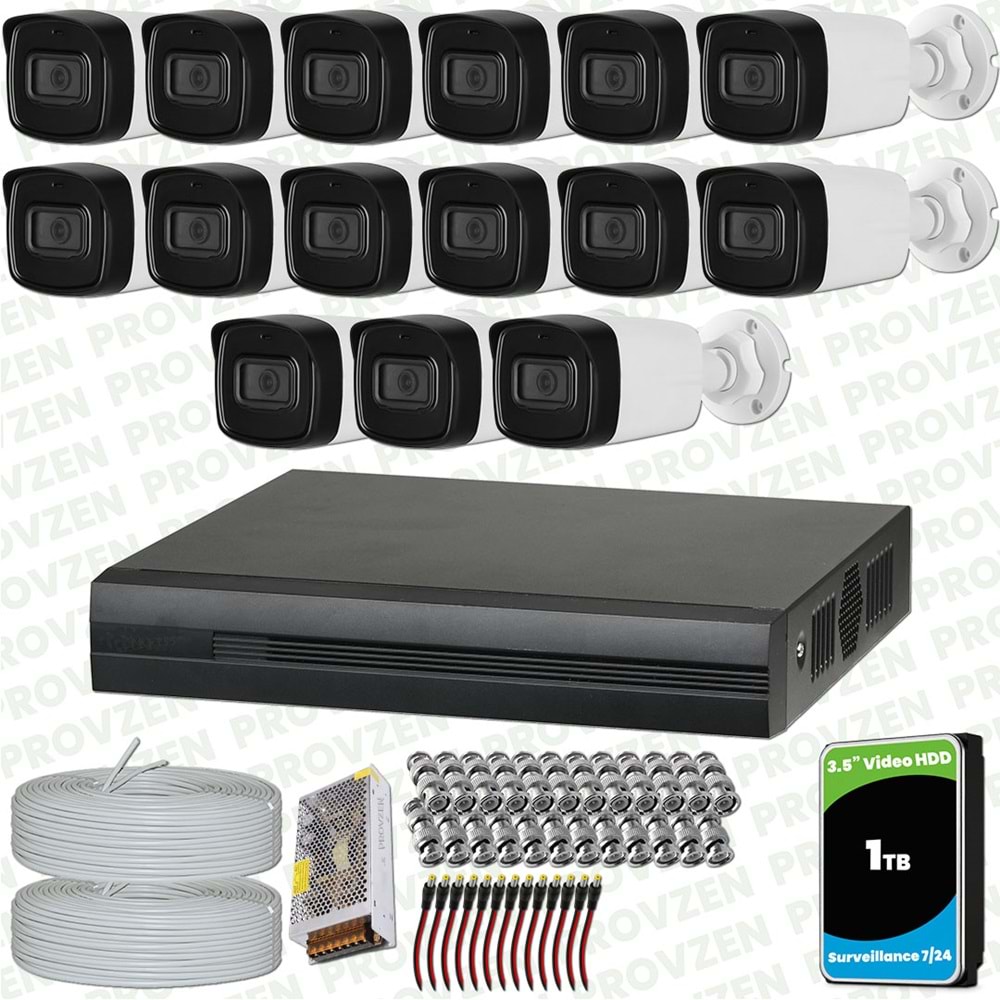 Provzen Dahua 15 Kameralı Full HD 40 Metre Gece Görüşlü Güvenlik Kamerası