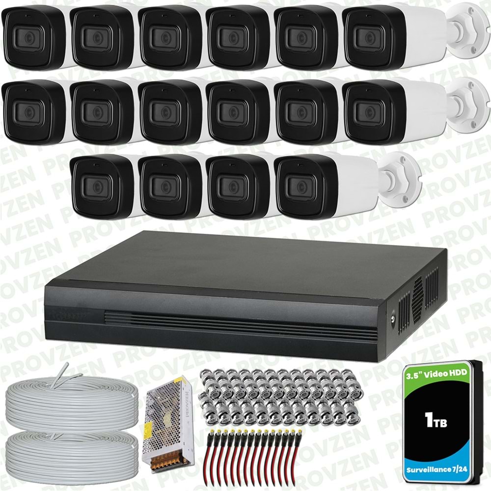 Provzen Dahua 16 Kameralı Full HD 40 Metre Gece Görüşlü Güvenlik Kamerası