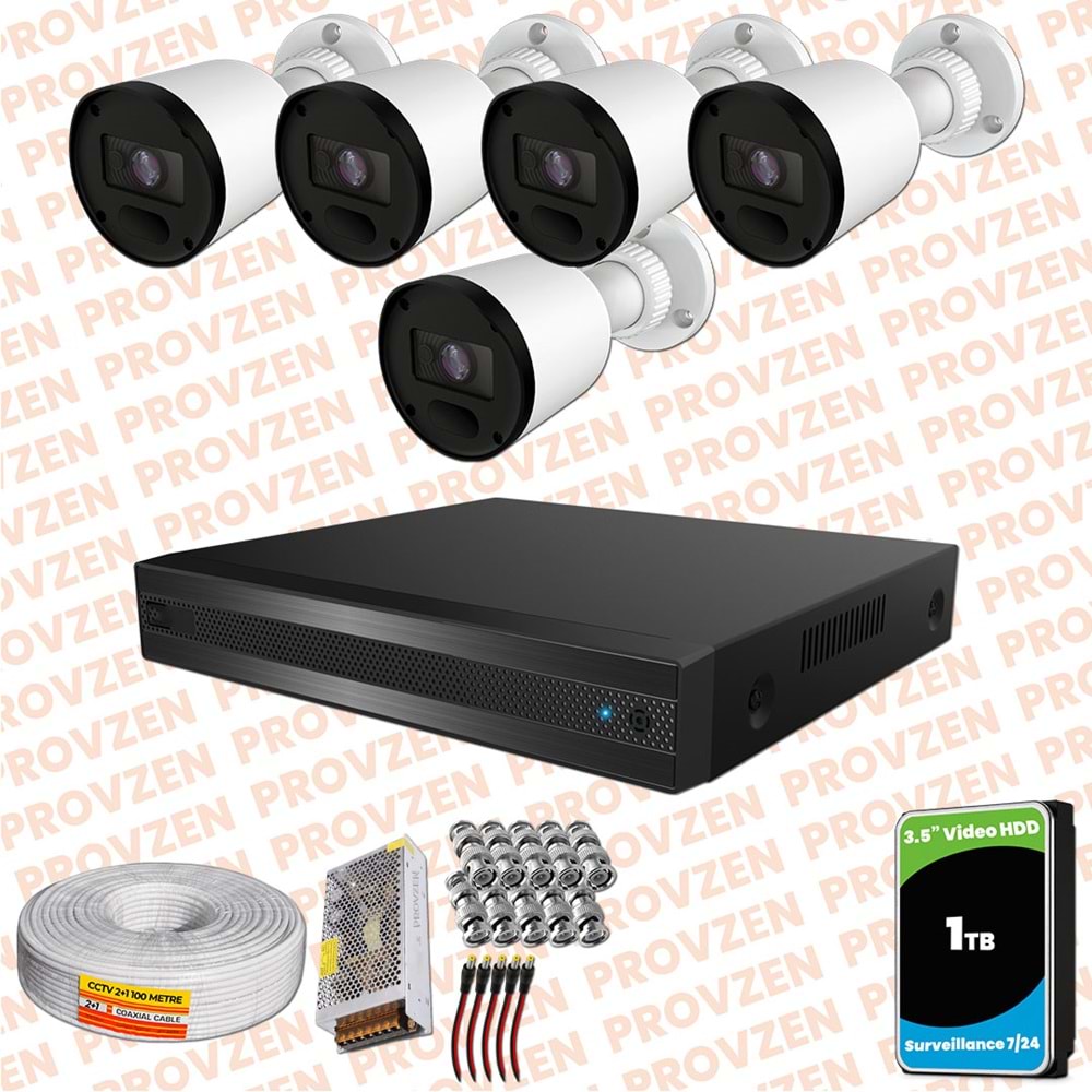 Provzen Rivo 5 Kameralı Geniş Açı Gece Görüşlü Güvenlik Kamerası