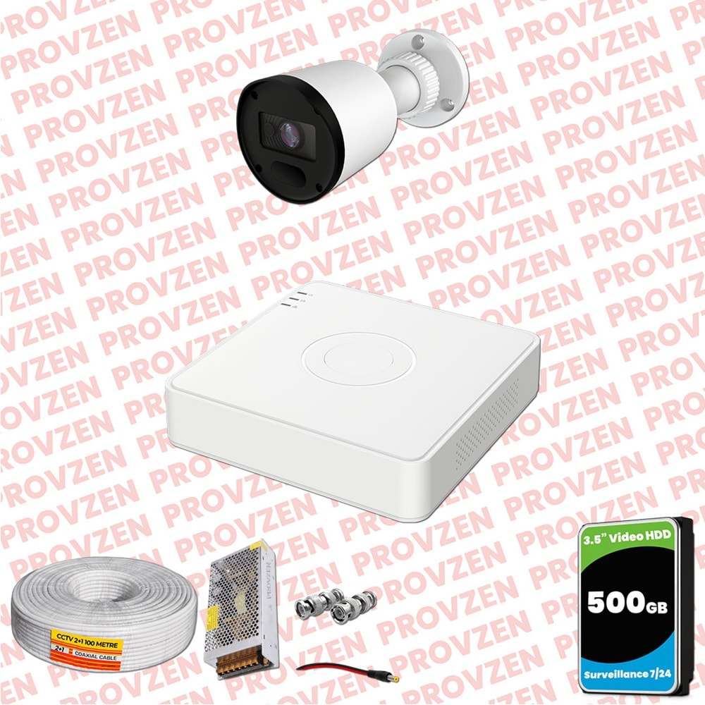 Provzen RV Hikvision 1 Kameralı Full HD 20mt Gece Görüşlü Güvenlik Kamerası Olay Anında bildirim