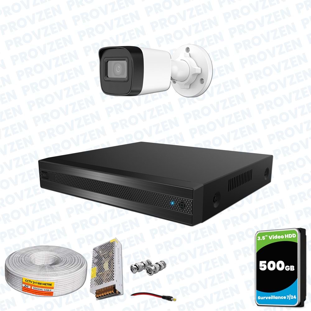 Provzen Hikvision RV 1 Kameralı Full HD Geniş Açı Güvenlik Kamerası 500GB