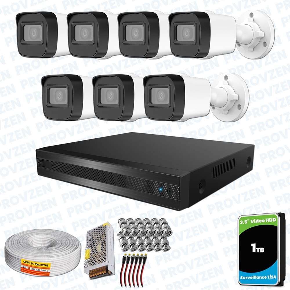 Provzen Hikvision RV 7 Kameralı Full HD Geniş Açı Güvenlik Kamerası 1TB