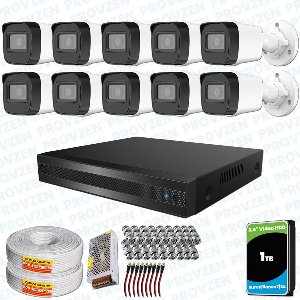 Provzen Hikvision RV 10 Kameralı Full HD Geniş Açı Güvenlik Kamerası 1TB