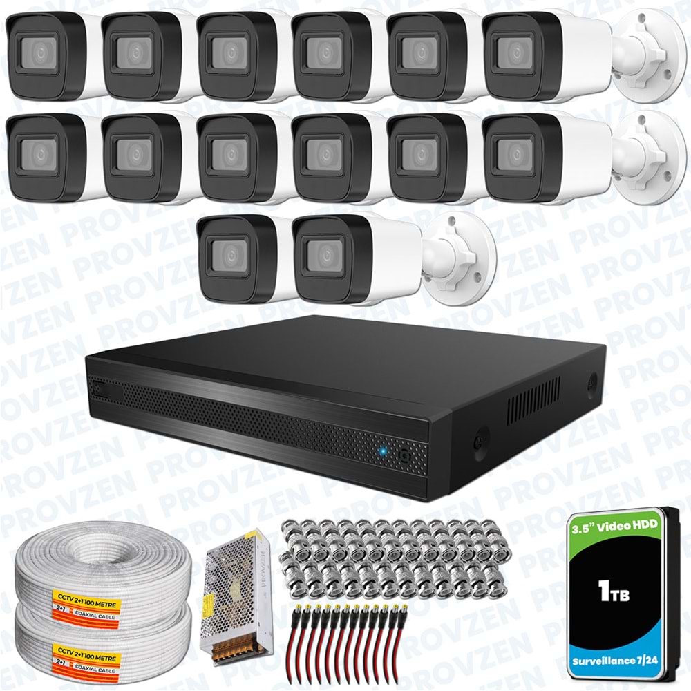 Provzen Hikvision RV 14 Kameralı Full HD Geniş Açı Güvenlik Kamerası 1TB