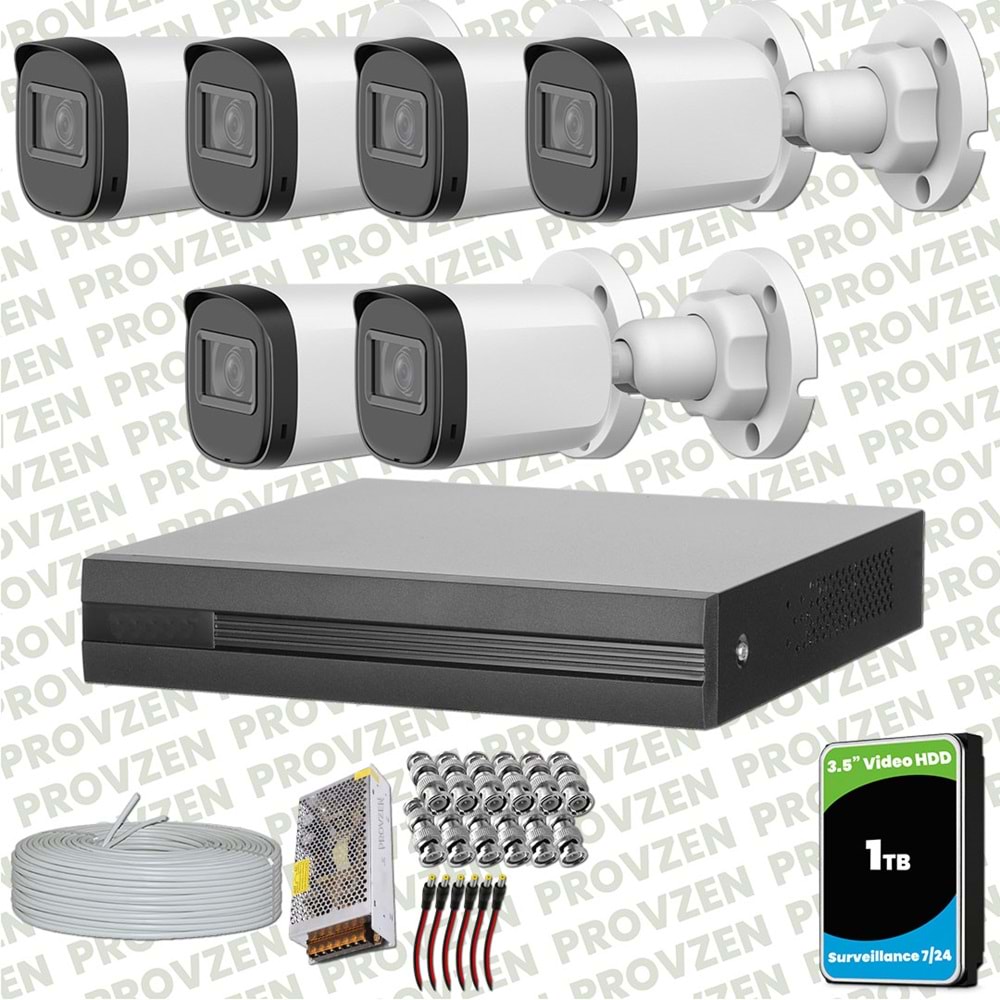 Provzen Dahua Full HD 6 Kameralı Güvenlik Kamerası + 1TB HDD