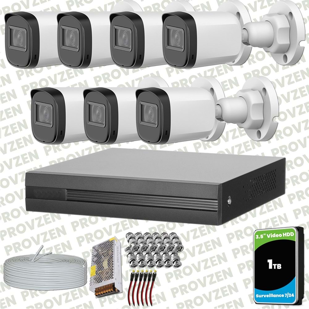 Provzen Dahua Full HD 7 Kameralı Güvenlik Kamerası + 1TB HDD