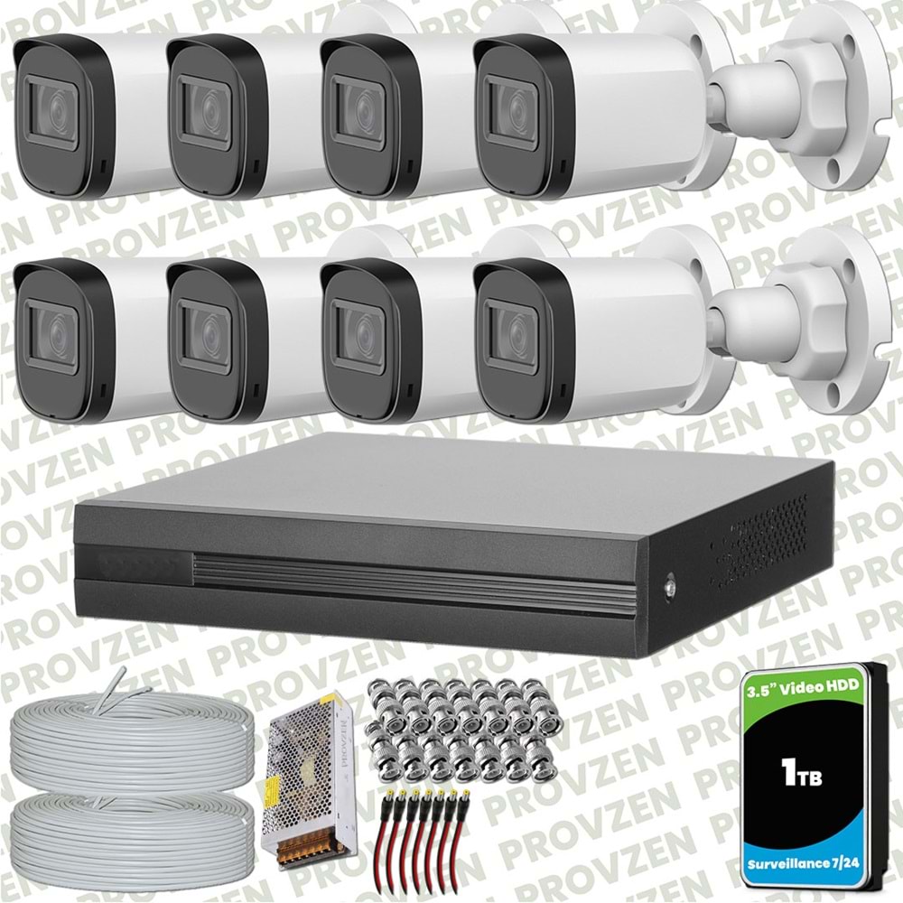 Provzen Dahua Full HD 8 Kameralı Güvenlik Kamerası + 1TB HDD