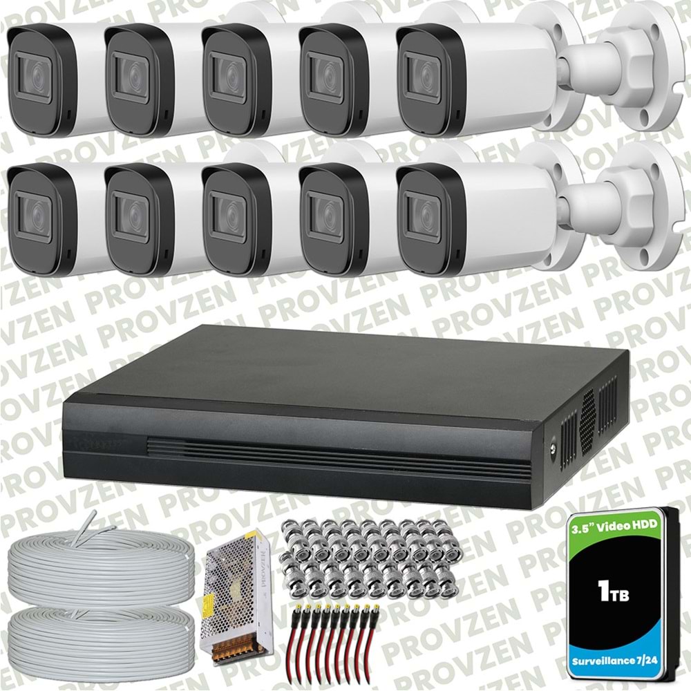 Provzen Dahua Full HD 10 Kameralı Güvenlik Kamerası + 1TB HDD