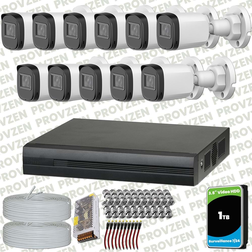 Provzen Dahua Full HD 11 Kameralı Güvenlik Kamerası + 1TB HDD