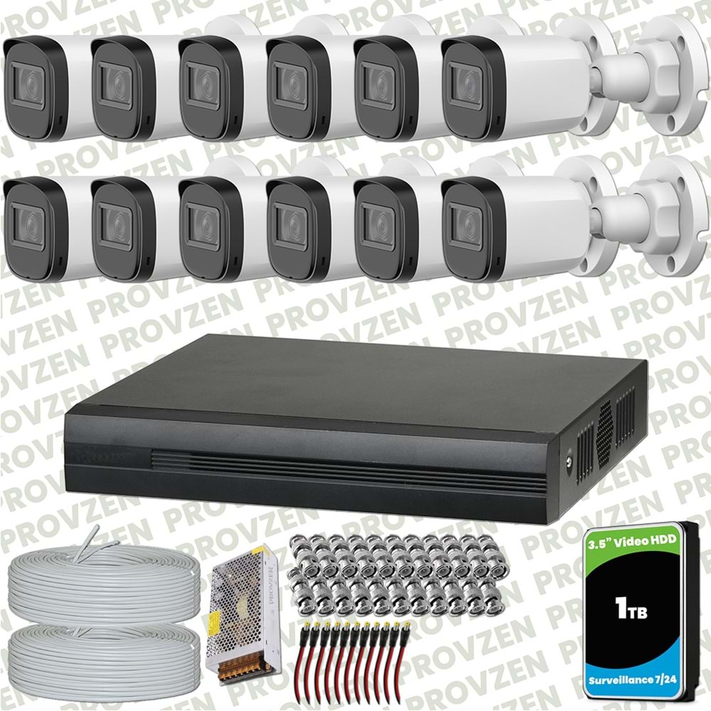 Provzen Dahua Full HD 12 Kameralı Güvenlik Kamerası + 1TB HDD