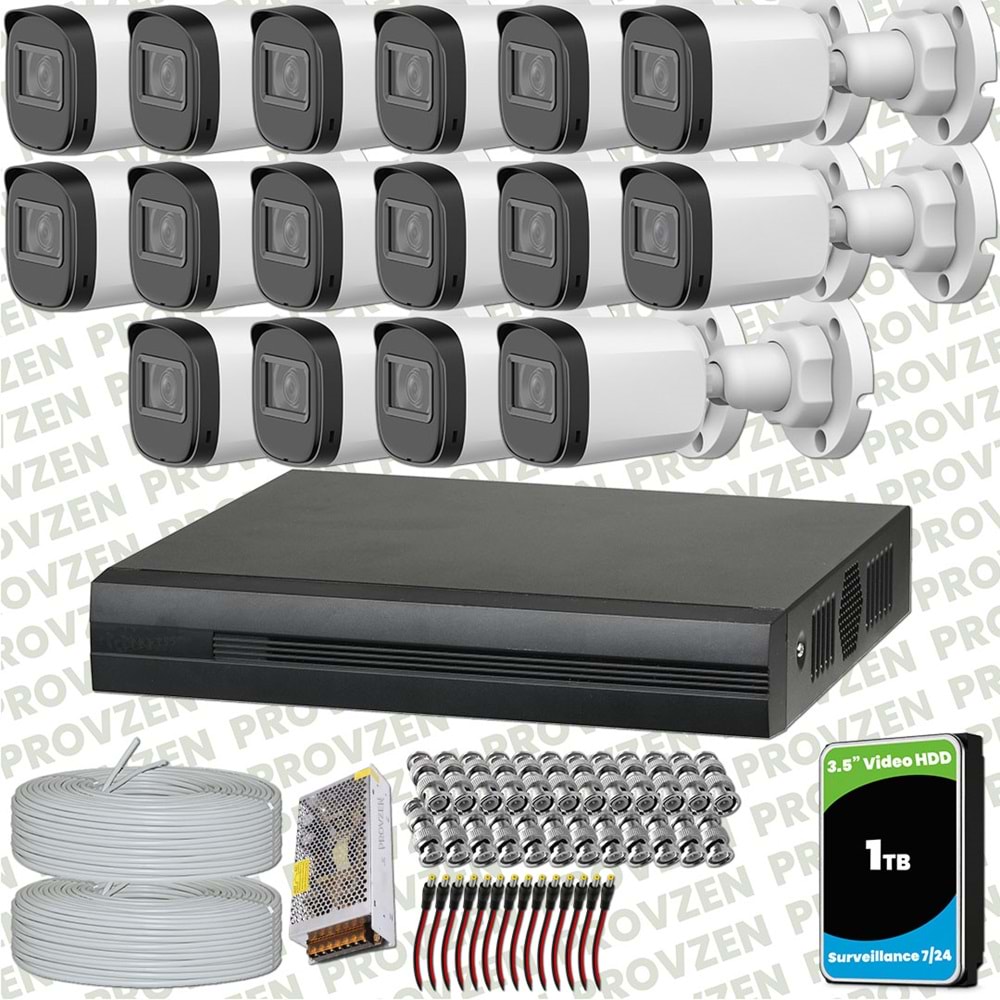 Provzen Dahua Full HD 16 Kameralı Güvenlik Kamerası + 1TB HDD