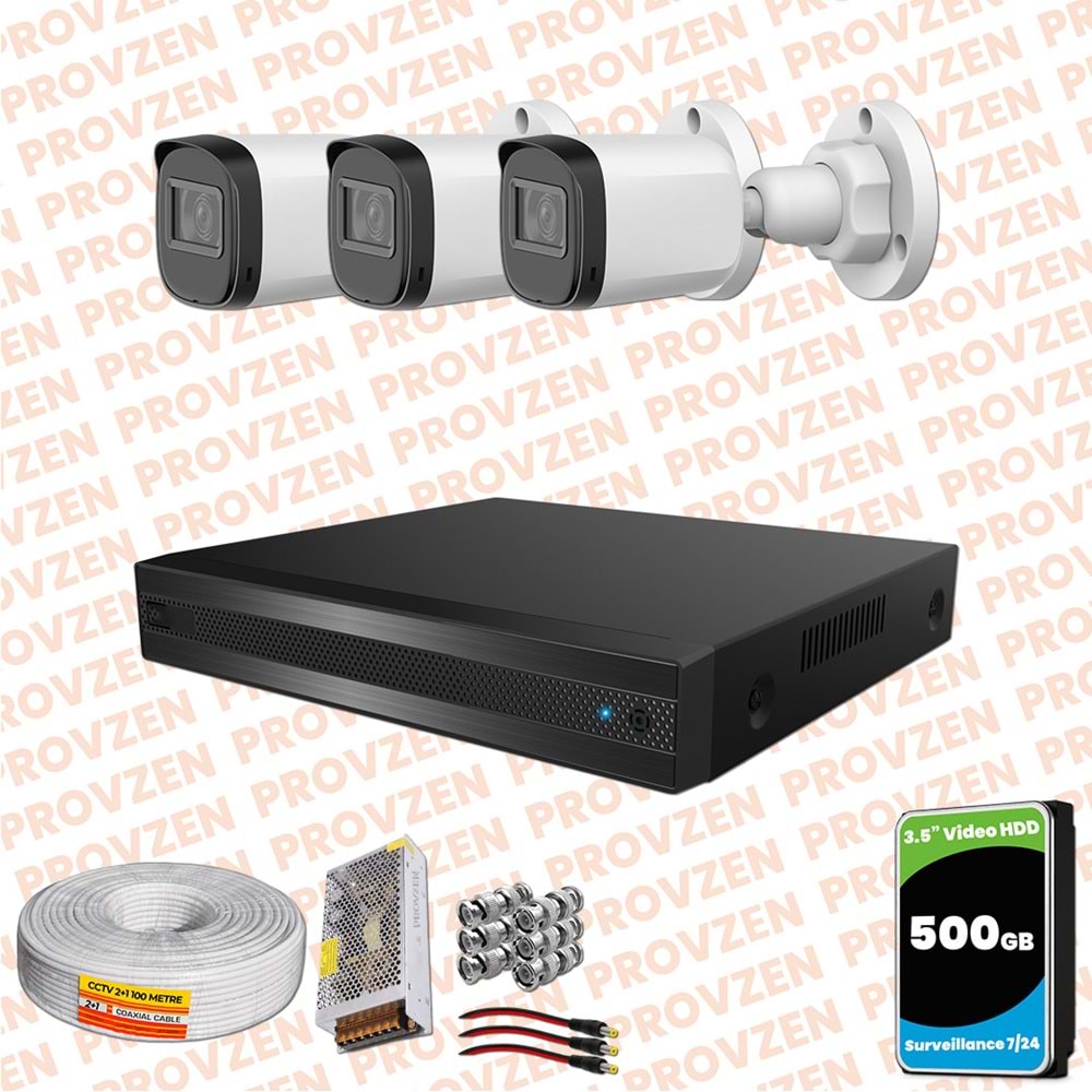 Provzen Rivo Dahua 3 Kameralı Full HD Güvenlik Kamerası 500GB
