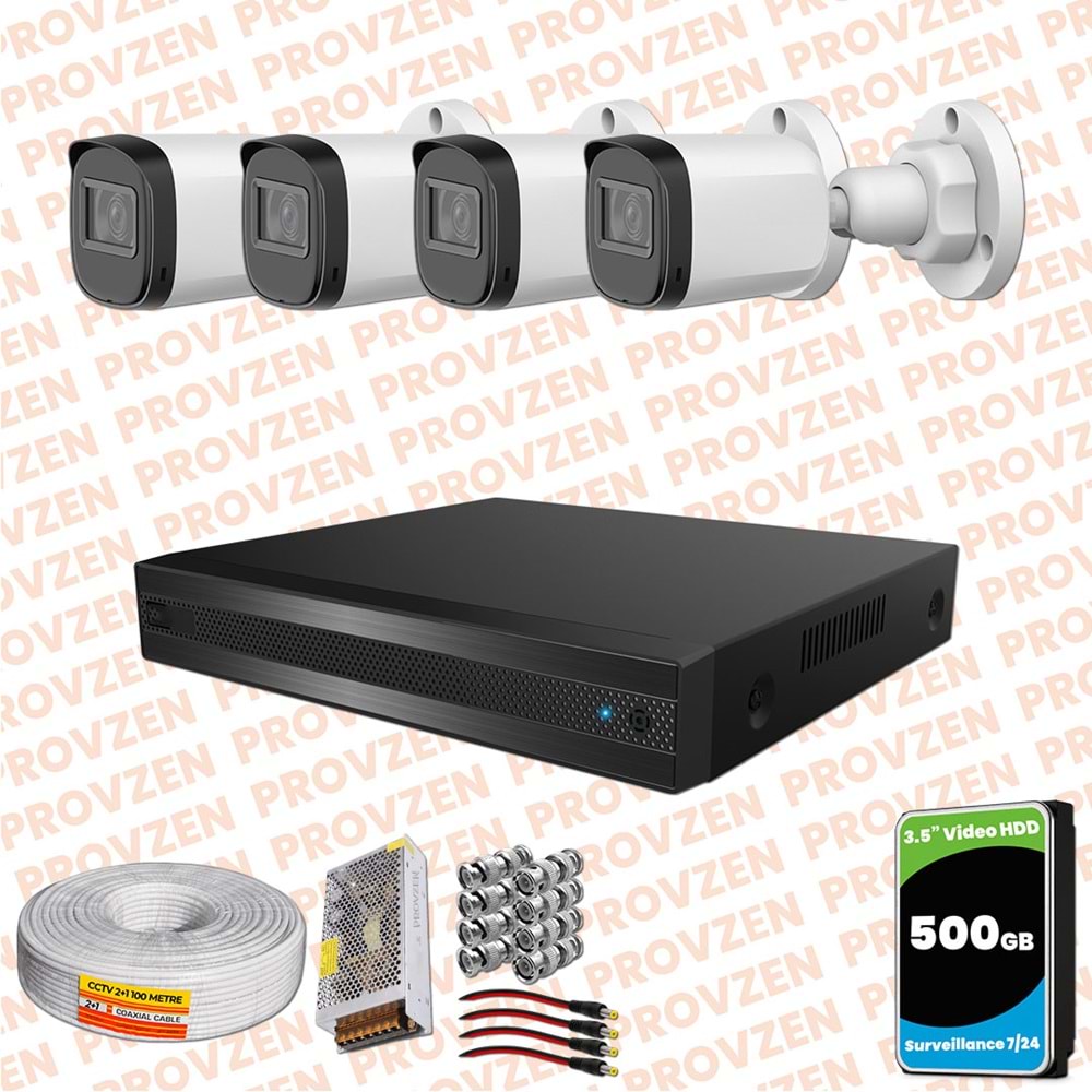 Provzen Rivo Dahua 4 Kameralı Full HD Güvenlik Kamerası 500GB