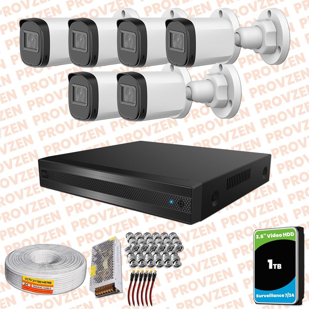 Provzen Rivo Dahua 6 Kameralı Full HD Güvenlik Kamerası 1tb hdd