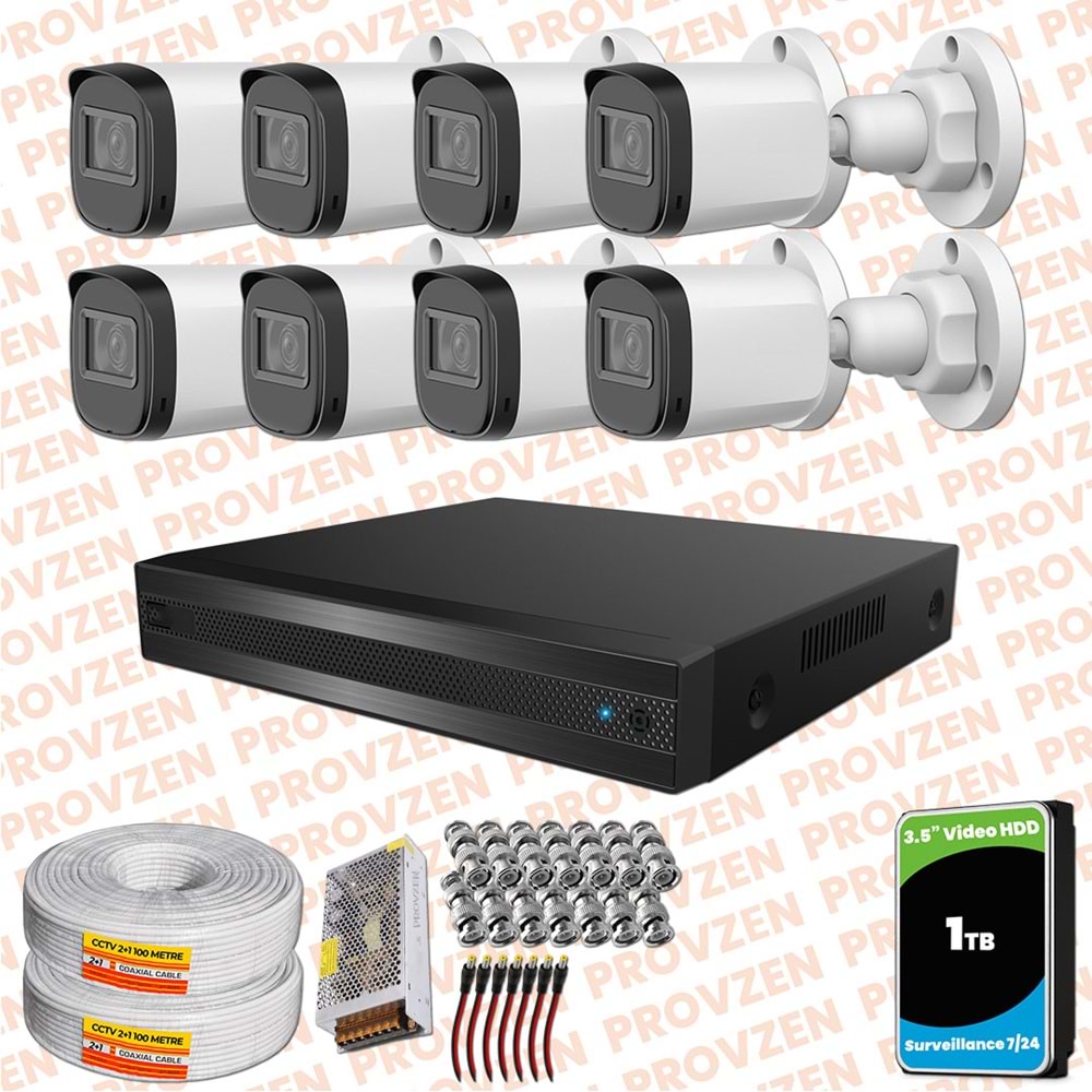 Provzen Rivo Dahua 8 Kameralı Full HD Güvenlik Kamerası 1tb hdd