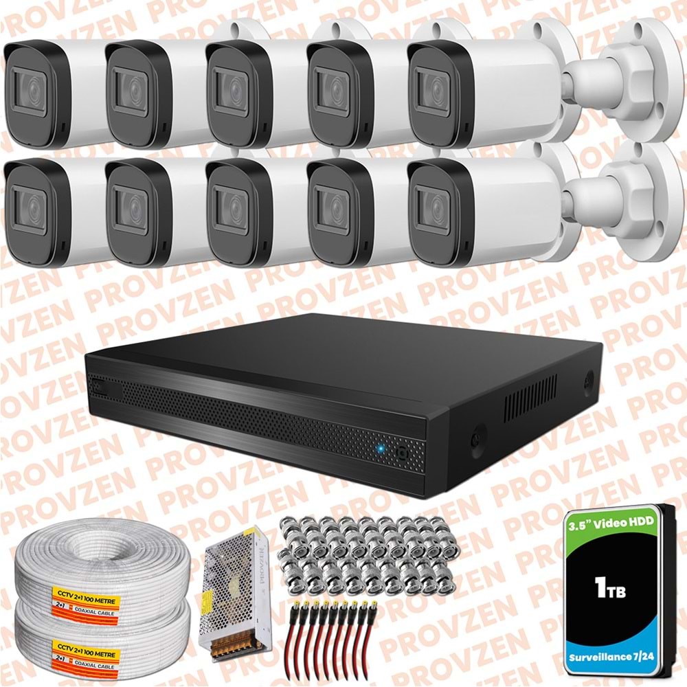 Provzen Rivo Dahua 10 Kameralı Full HD Güvenlik Kamerası 1tb hdd