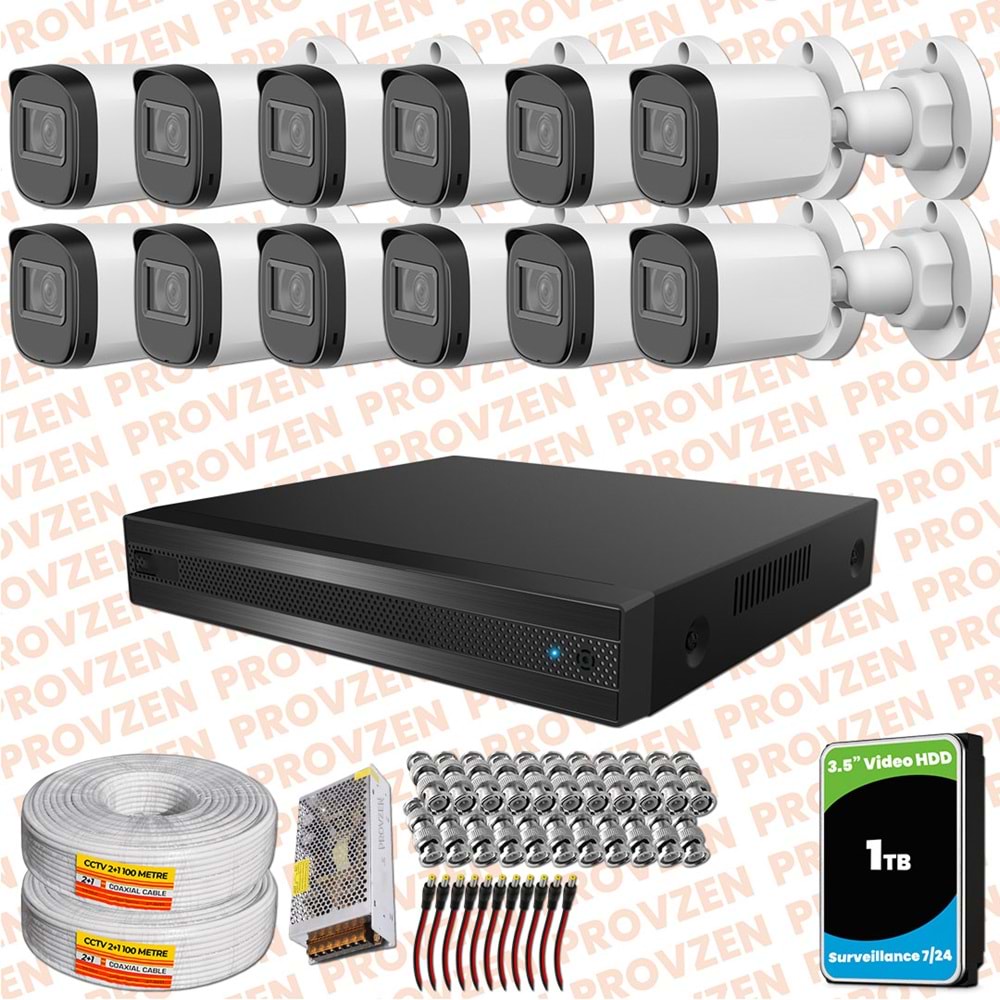 Provzen Rivo Dahua 12 Kameralı Full HD Güvenlik Kamerası 1tb hdd