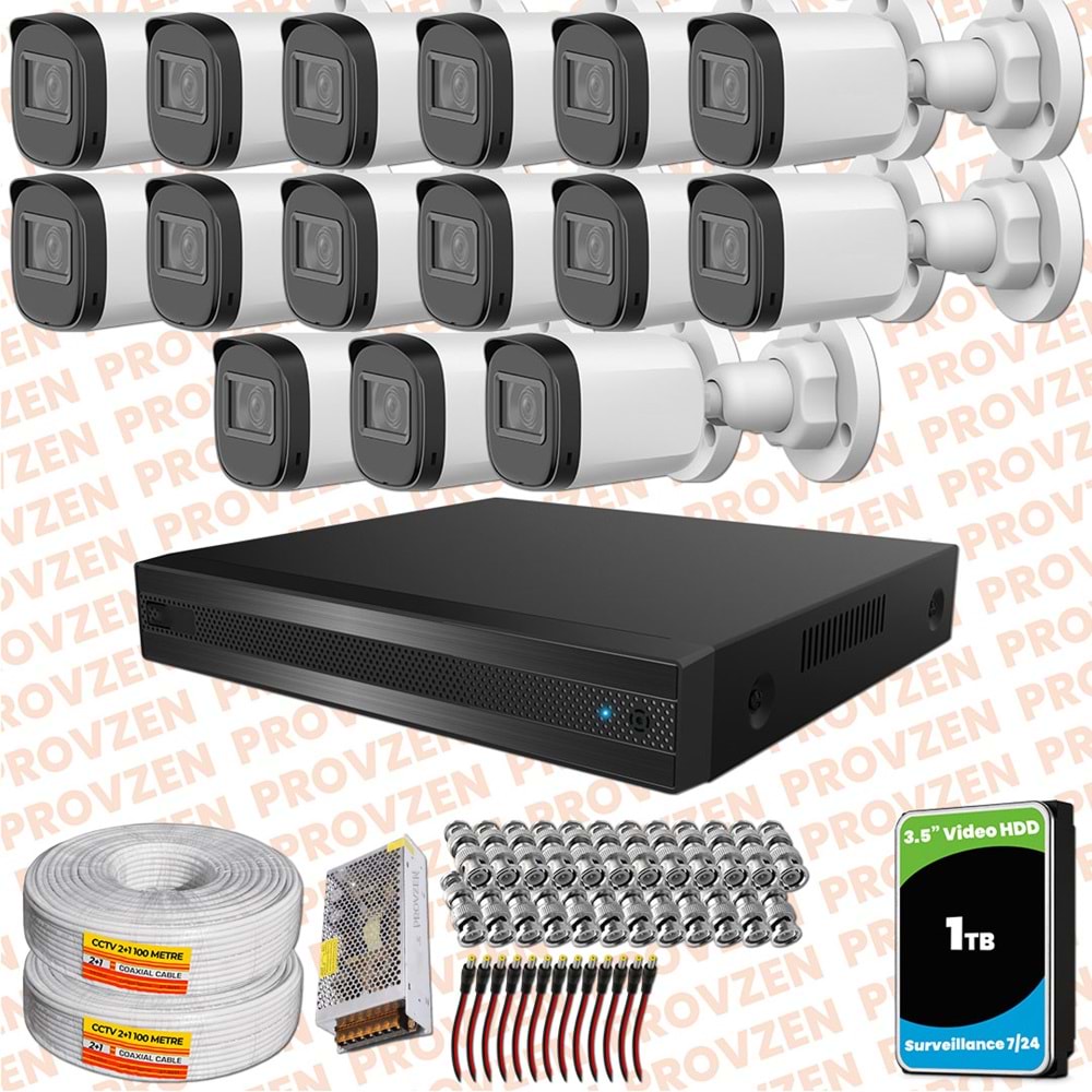 Provzen Rivo Dahua 15 Kameralı Full HD Güvenlik Kamerası 1tb hdd