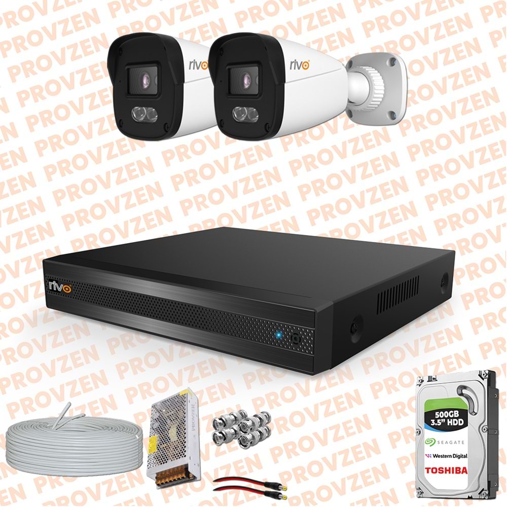 Provzen Rivo 2 Kameralı Full HD ColorVu & Ses Kayıtlı Güvenlik Kamerası
