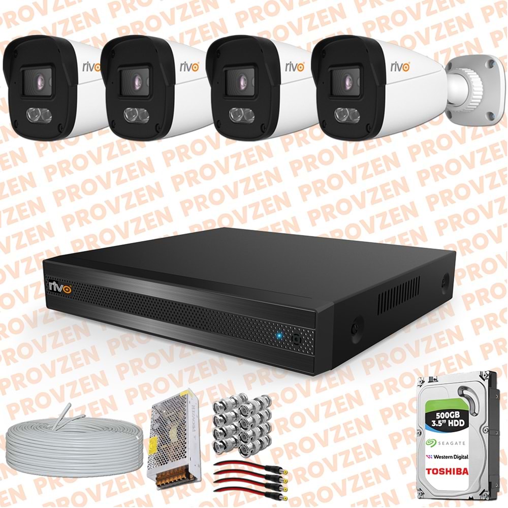 Provzen Rivo 4 Kameralı Full HD ColorVu & Ses Kayıtlı Güvenlik Kamerası