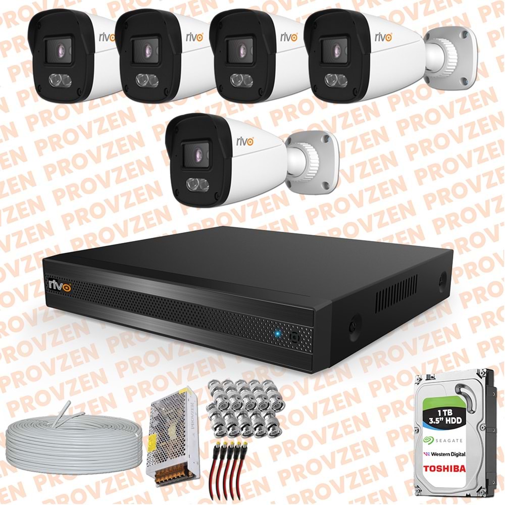 Provzen Rivo 5 Kameralı Full HD ColorVu & Ses Kayıtlı Güvenlik Kamerası