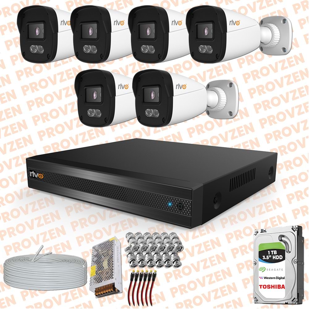 Provzen Rivo 6 Kameralı Full HD ColorVu & Ses Kayıtlı Güvenlik Kamerası