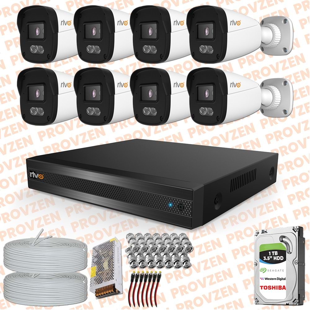 Provzen Rivo 8 Kameralı Full HD ColorVu & Ses Kayıtlı Güvenlik Kamerası
