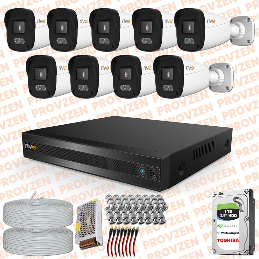 Provzen Rivo 9 Kameralı Full HD ColorVu & Ses Kayıtlı Güvenlik Kamerası
