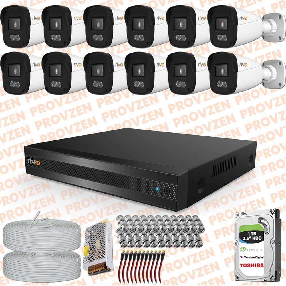 Provzen Rivo 12 Kameralı Full HD ColorVu & Ses Kayıtlı Güvenlik Kamerası