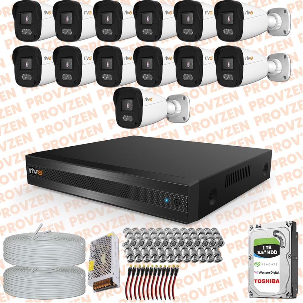Provzen Rivo 13 Kameralı Full HD ColorVu & Ses Kayıtlı Güvenlik Kamerası