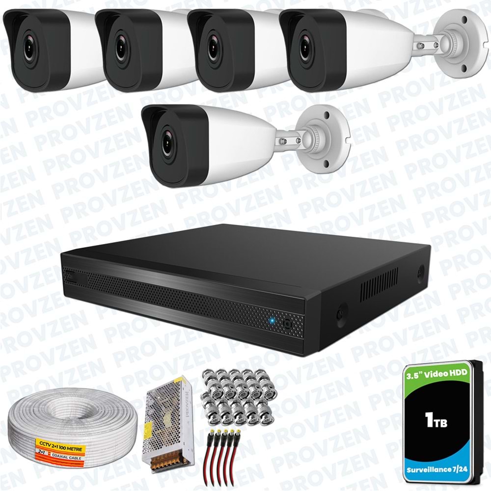 Provzen RV HiLook 5 Kameralı Full HD Geniş Açı Güvenlik Kamerası