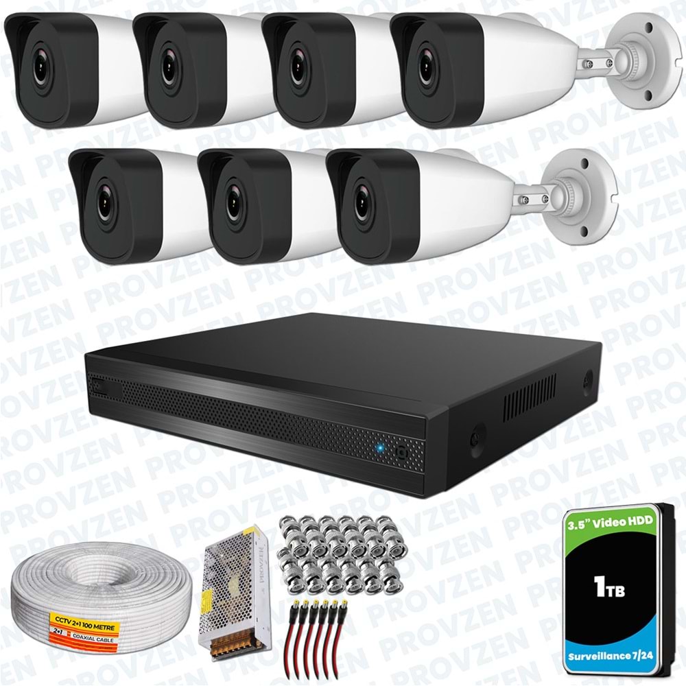 Provzen RV HiLook 7 Kameralı Full HD Geniş Açı Güvenlik Kamerası