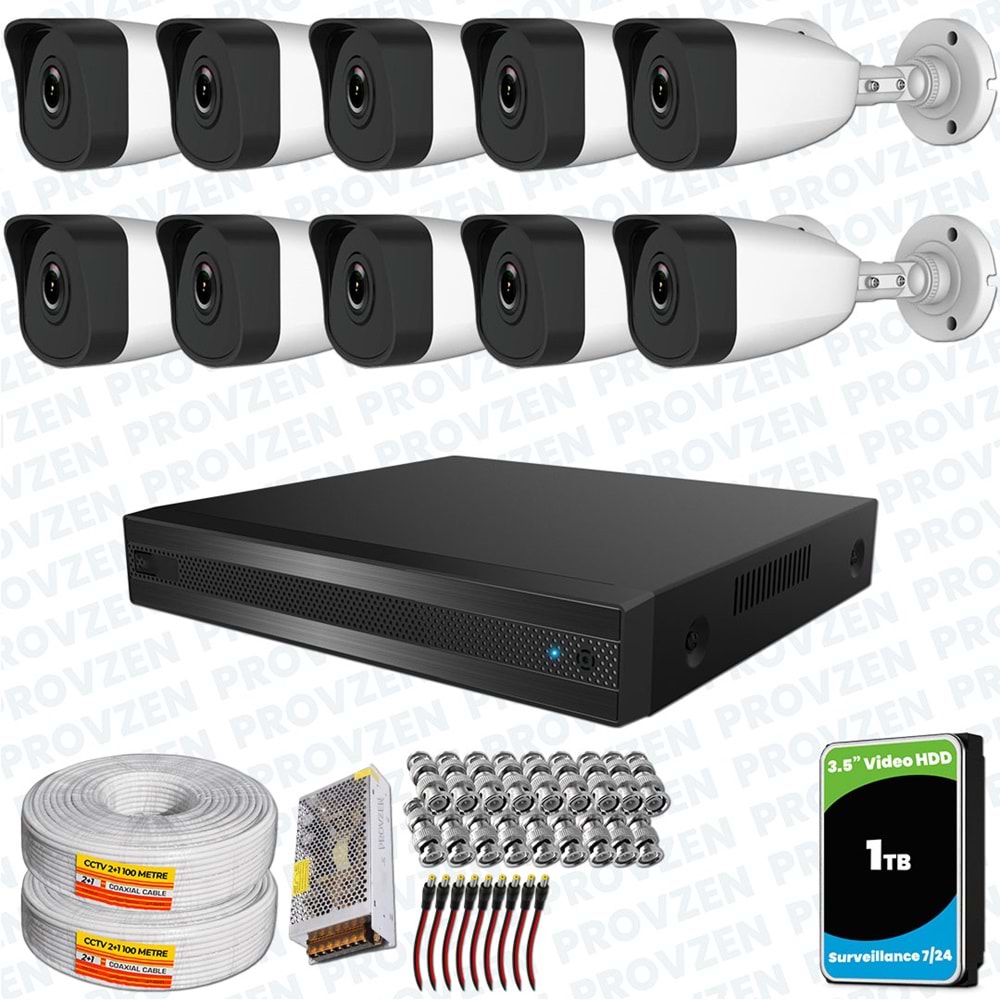 Provzen RV HiLook 10 Kameralı Full HD Geniş Açı Güvenlik Kamerası