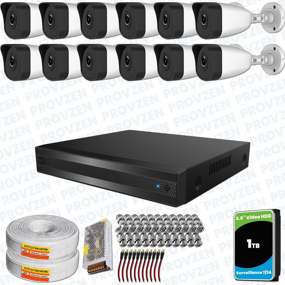 Provzen RV HiLook 12 Kameralı Full HD Geniş Açı Güvenlik Kamerası