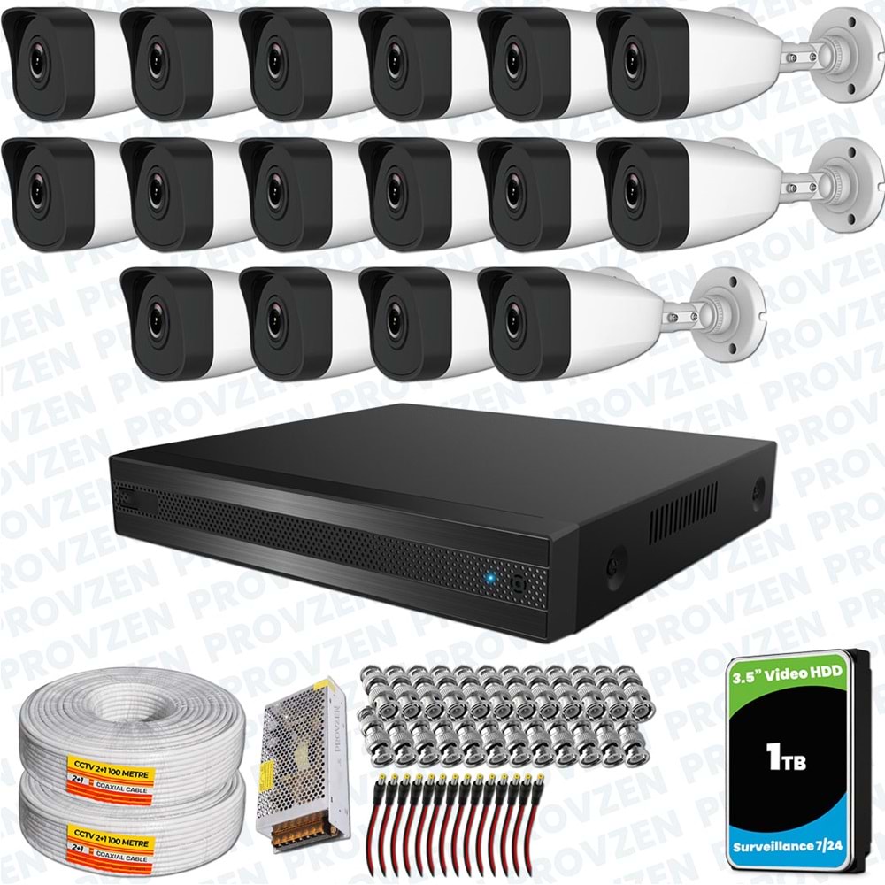Provzen RV HiLook 16 Kameralı Full HD Geniş Açı Güvenlik Kamerası
