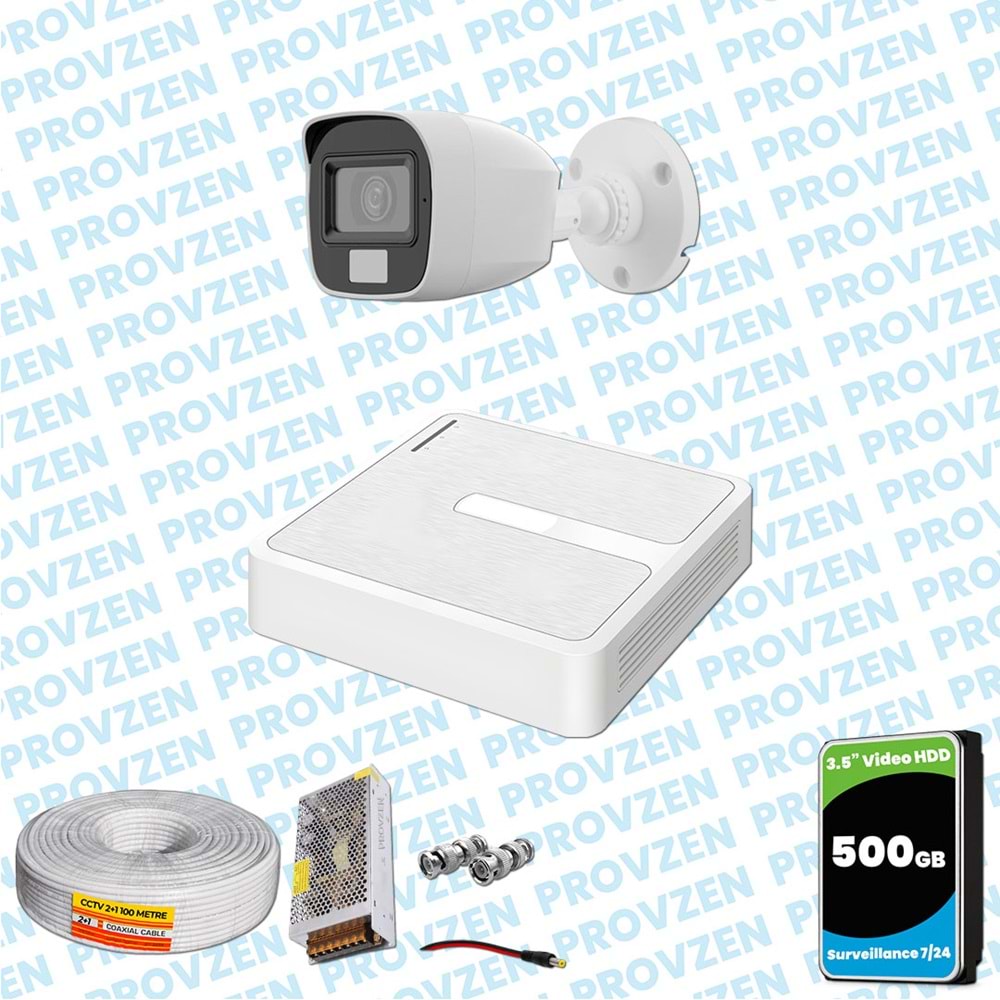 Provzen HiLook 1 Kameralı Full HD ColorVu Mikrofonlu Güvenlik Kamerası Olay Anında bildirim
