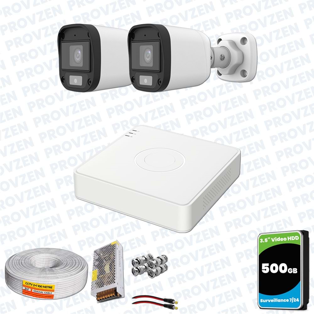 Provzen UNV Full HD 2 Kamera Renkli Gece Görüş Mikrofonlu Olay Anında bildirim