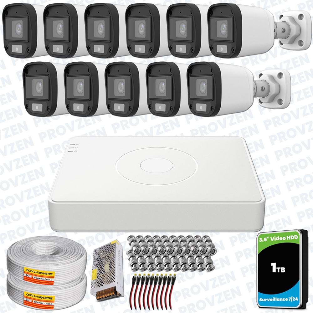 Provzen UNV Full HD 11 Kamera Renkli Gece Görüş Mikrofonlu Olay Anında bildirim