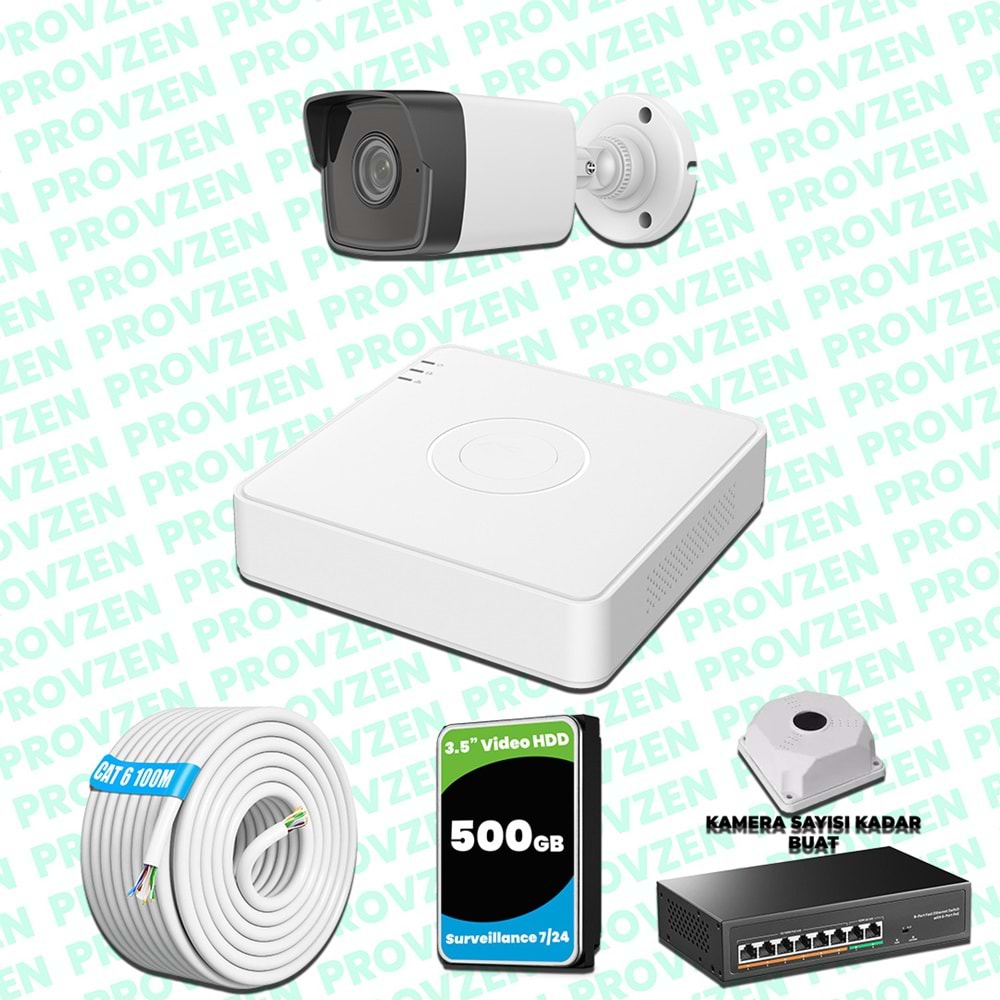 Provzen Hikvision 1 Kameralı IP 1080P Mikrofonlu Güvenlik Kamerası Olay Anında bildirim